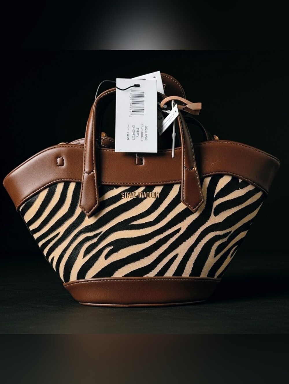 ✨️STEVE MADDEN Brown/Cream Zebra-Print Tote✨️